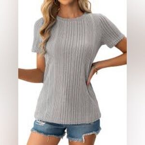 Madewell Heather Gray Ribbed Short Sleeve Tee